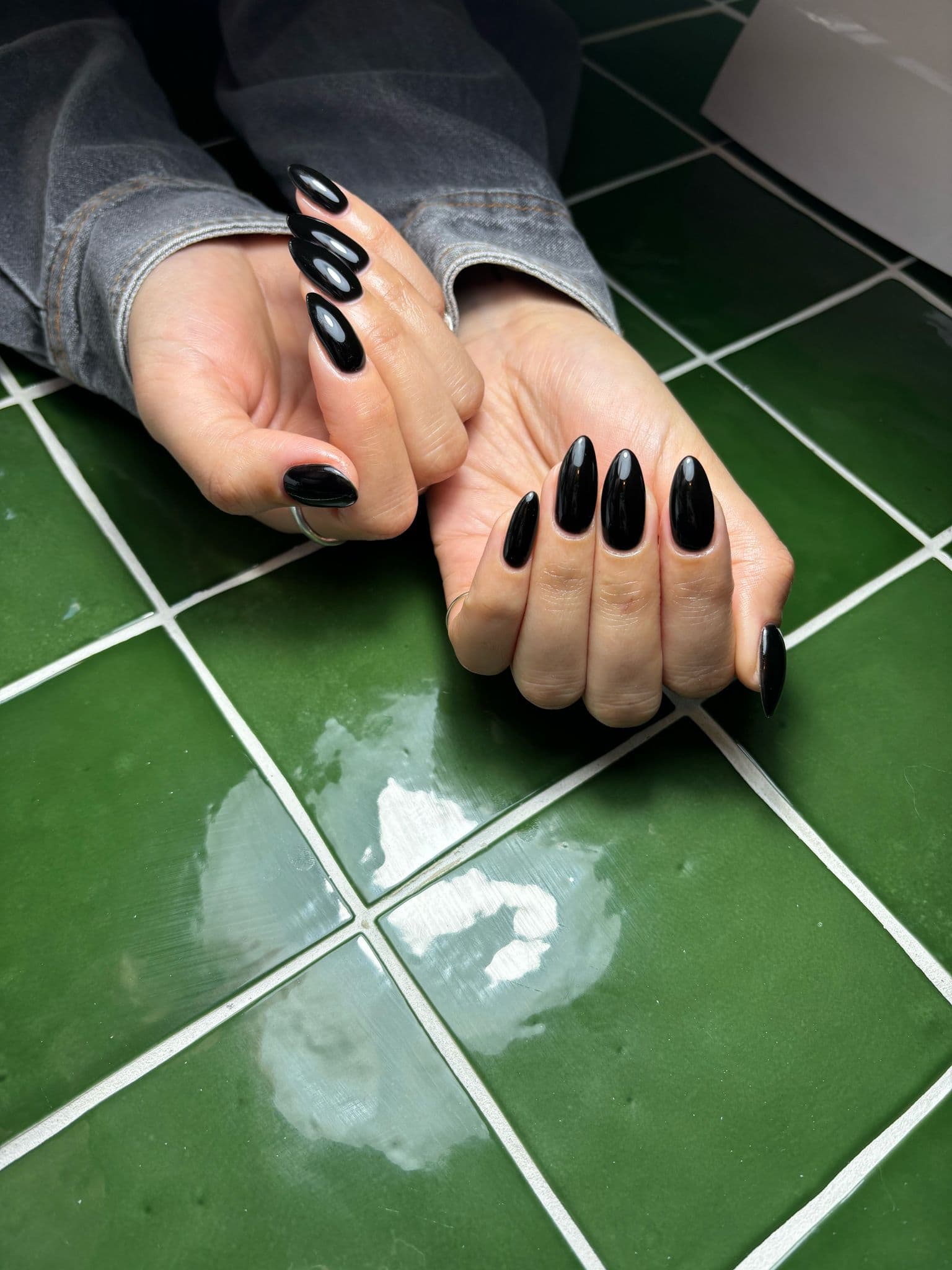 BIAB + Black Gel Polish