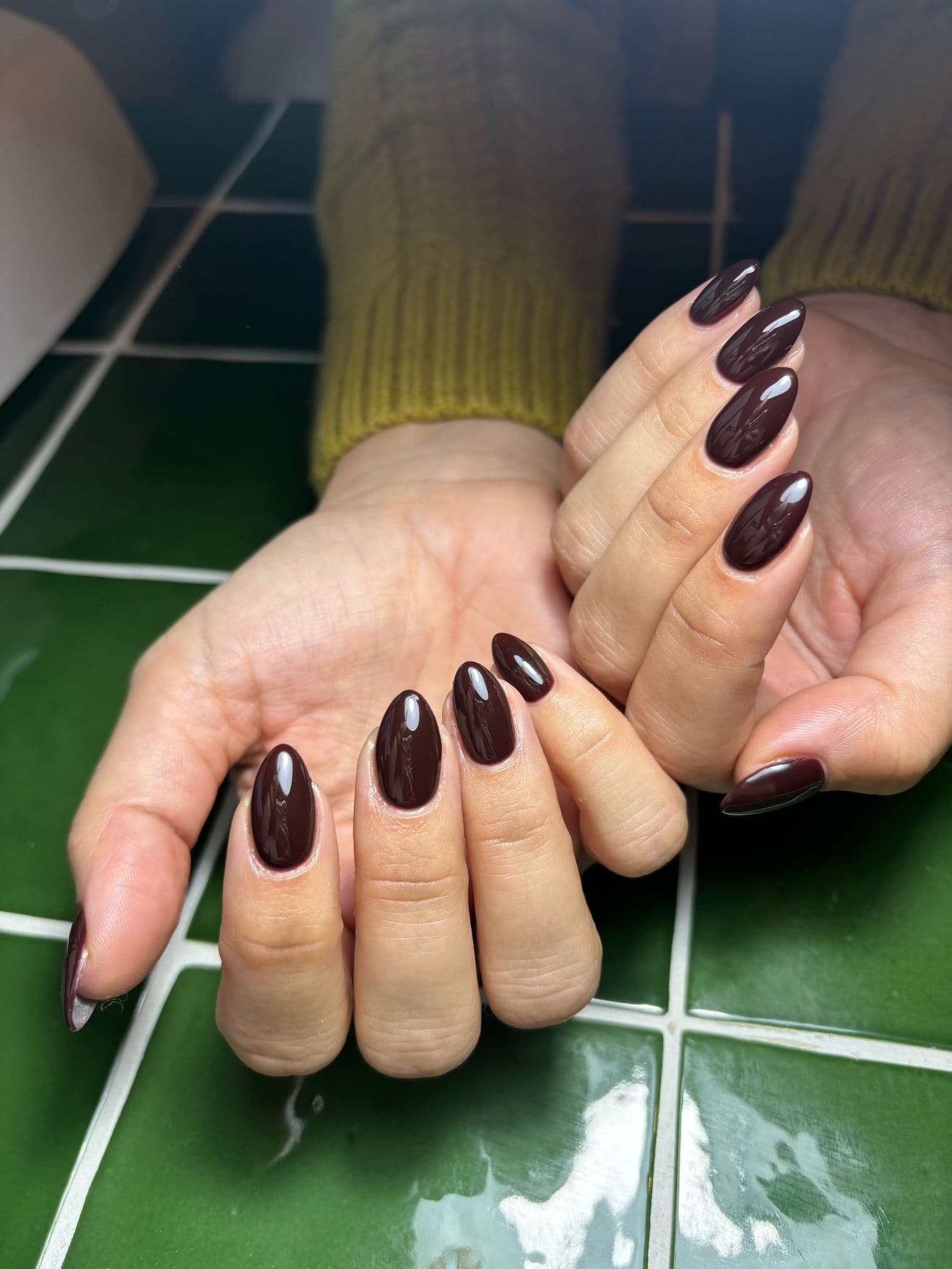 BIAB + Dark Brown Gel Polish