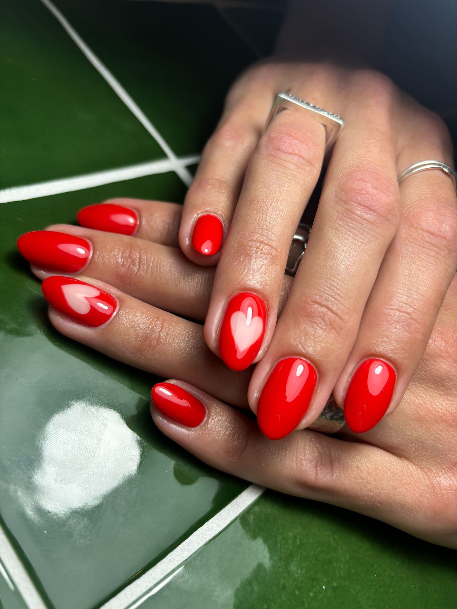 Level 1 Nail Art Red Gel Polish with Hearts
