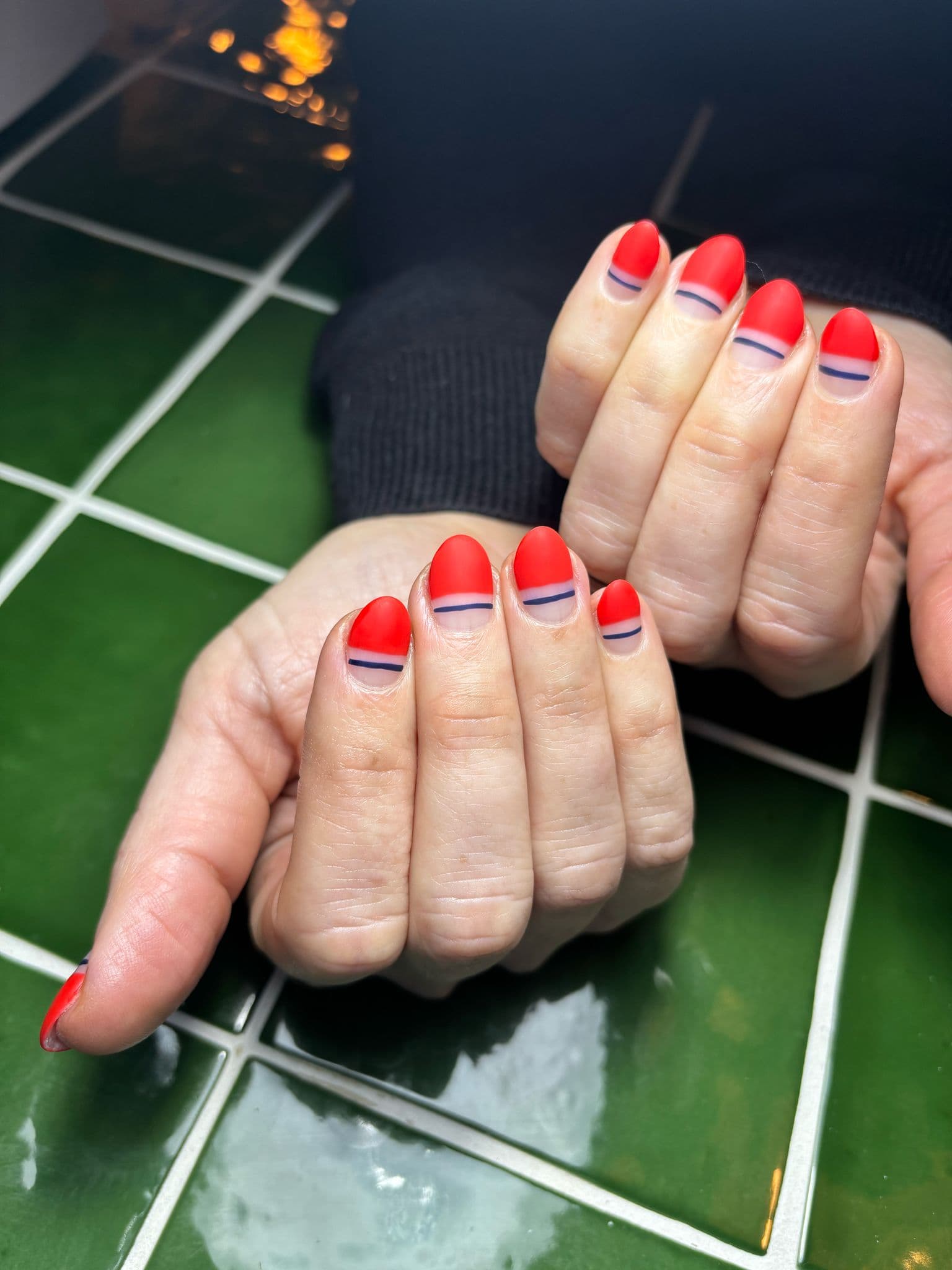 Level 2 Nail Art Red Gel Polish with Black Lines