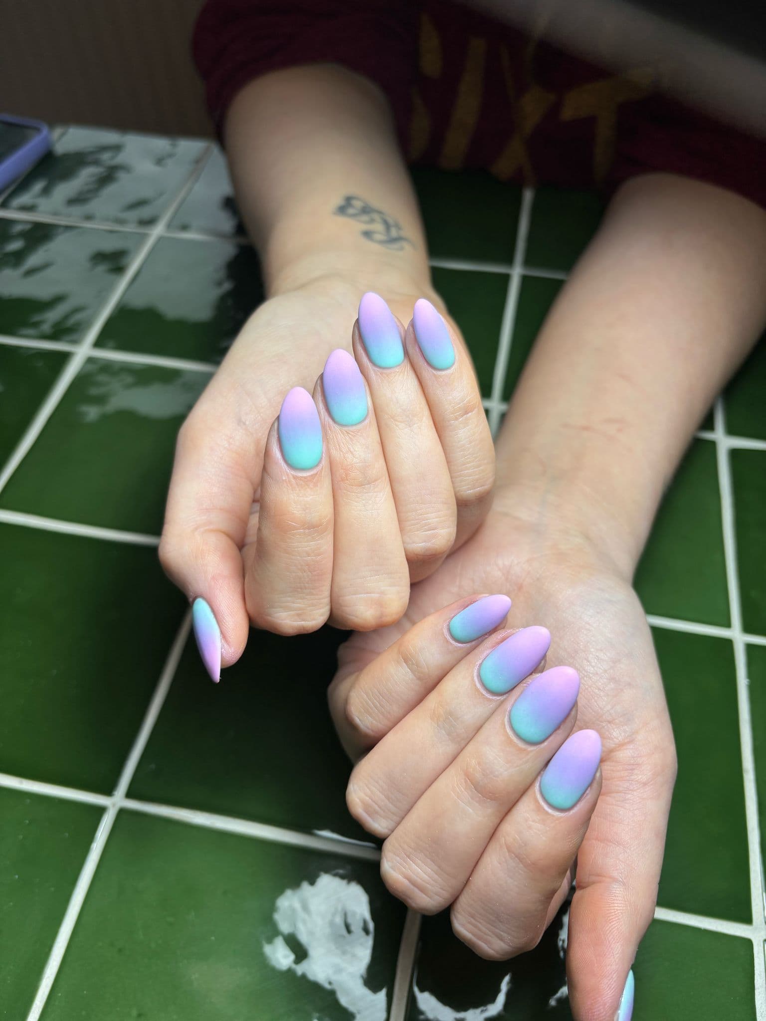 Level 3 Nail Art Blue to Pink Gradient Matte Gel Polish